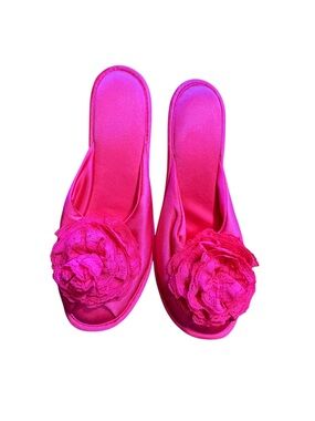 Vintage Vanity Fair Slippers 6.5-7.5 Medium Hot Pink 70s Open Toe Barbiecore